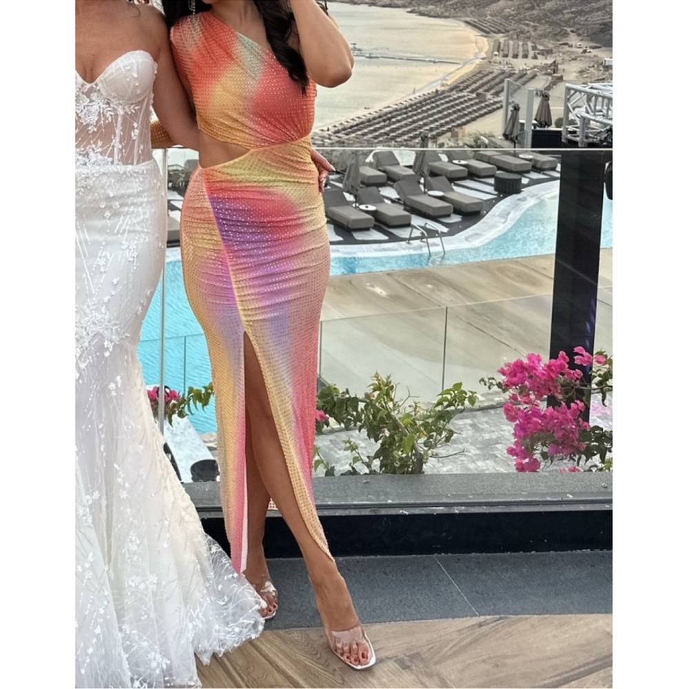 Self Portrait Embellished Dress Size 8 Small One Shoulder